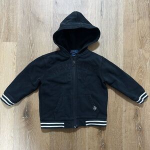 Polo by Ralph Lauren Black Hooded Zip-Up Sweatshirt with Stripe Trim - Kids